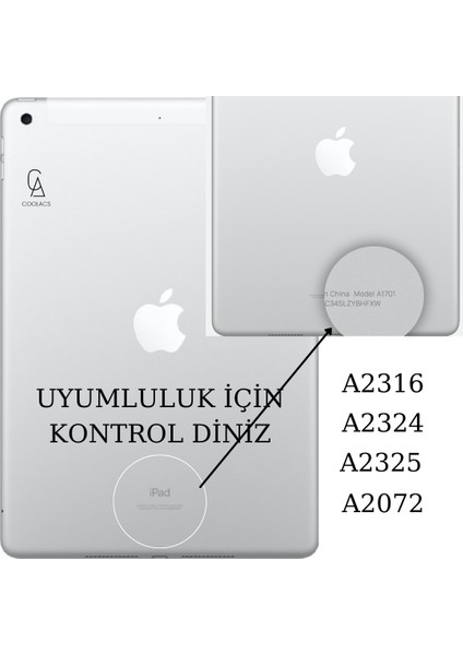 Apple iPad Air 4.nesil 2020 (A2316-A2324-A2325-A2072) ile Uyumlu 360° Dönebilen Standlı Tablet Kılıfı