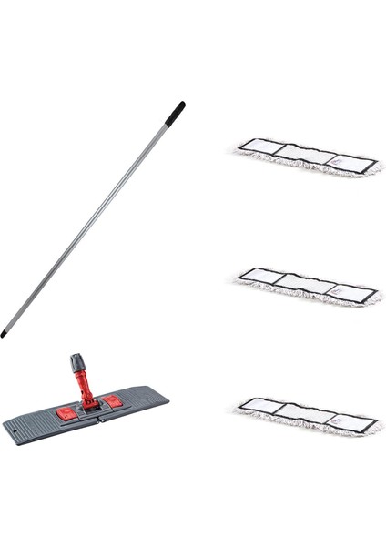 Tablet Palet Nemli Yedek Mop Takımı Seti - 3 Ad 60 Cm. Nemli Mop + Katlanır Aparat + Metal Sap