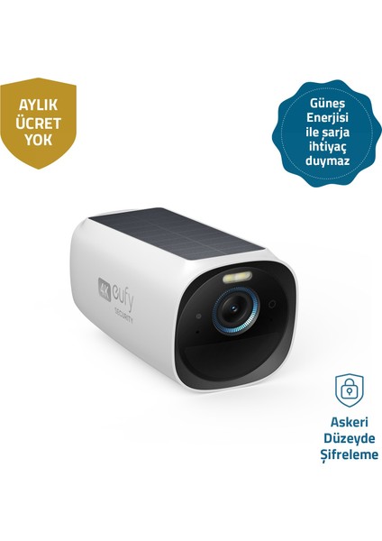 Eufy Security S330 Eufycam 3 Kablosuz Akıllı Güvenlik ve 4K Kamera Sistemi Eklenti Kamera - T8160 (Anker Türkiye Garantili