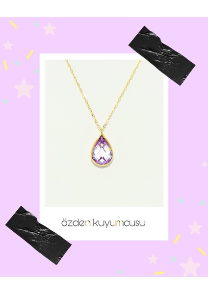 Lila Taşlı Altın Kolye fiyatları