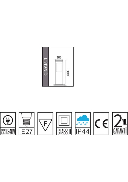 Çınar 1 Bahçe Aydınlatma Set Üstü Bahçe Lamba Armatür Plastik Aplik Ampul Hariç