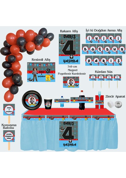 Korsan Temalı Kişiye Özel Doğum Günü Seti 10 KIŞILIK-131 Parça Dev Set
