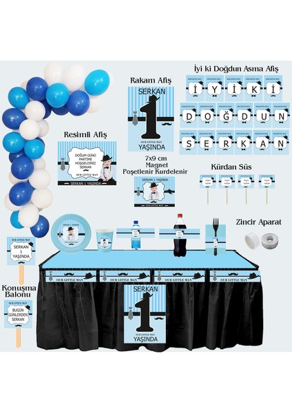 Küçük Adam Temalı Kişiye Özel Doğum Günü Seti 10 KIŞILIK-131 Parça Dev Set