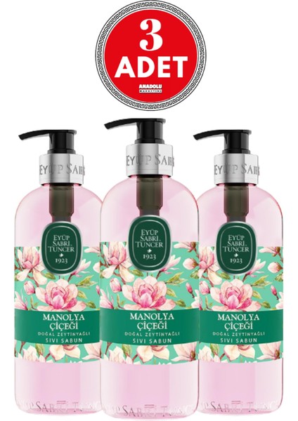 Doğal Zeytinyağlı Sıvı Sabun Manolya Çiçeği 500 ml x 3 Adet
