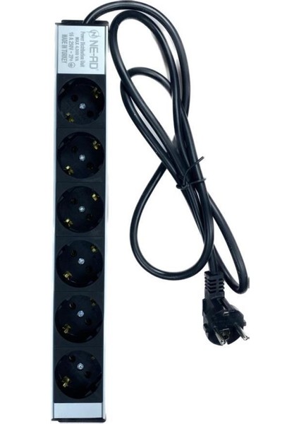6'lı 1,5 Metre Kablolu Grup Priz Aluminyum Gövde 16A 250V 4000W