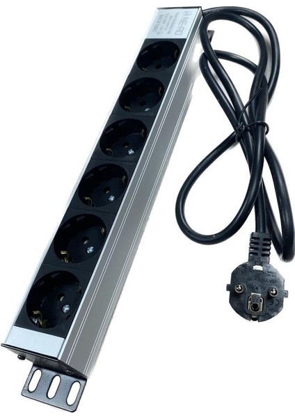 6'lı 1,5 Metre Kablolu Grup Priz Aluminyum Gövde 16A 250V 4000W