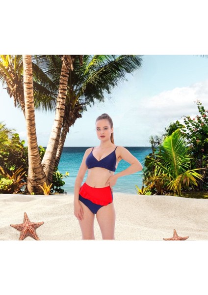 Volanlı Fraset Renkli Bikini