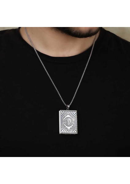 Gümüş Kare Içi Açılabilen Tuğra Muskalık Kolye fiyatları