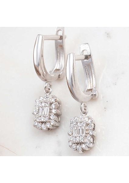 Gümüş Baget Taşlı Kadın Küpe