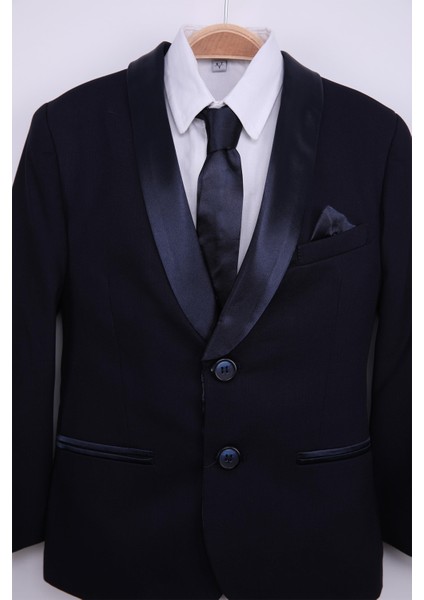 Smokin Ceket Gömlek Pantolon Papyonlu 4'lü Çocuk Genç Takım Elbise Mezuniyet Balo Bayramlık Düğün Damatlık Seti NX-5033 fırsatları