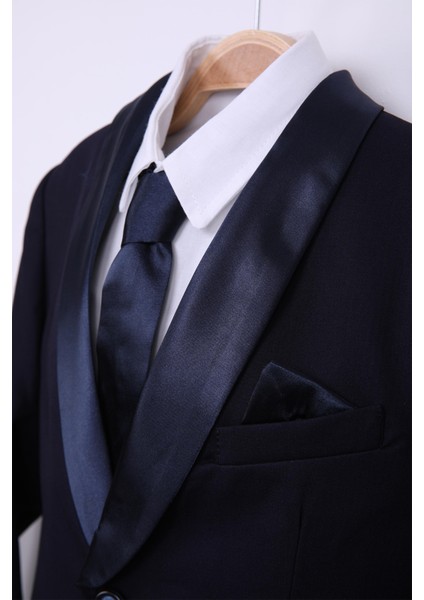 Smokin Ceket Gömlek Pantolon Papyonlu 4'lü Çocuk Genç Takım Elbise Mezuniyet Balo Bayramlık Düğün Damatlık Seti NX-5033 indirimleri