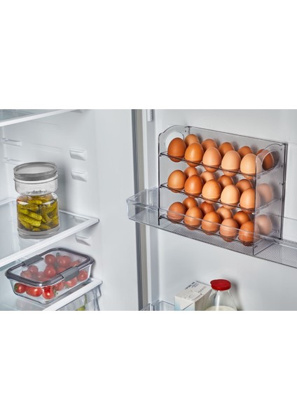 Katlı Yumurtalık 3 Raflı Yumurta Organizeri Şefaf Füme