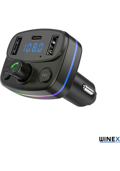 M44 Fm Handsfree Bluetooth Modülatör Mp3 Player Type-C Çıkışlı Araç Şarj Aleti