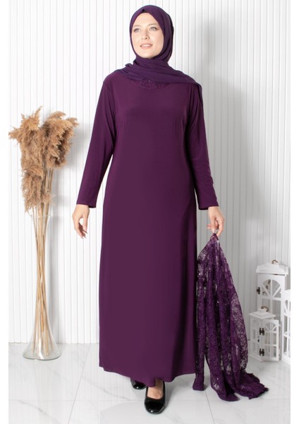 Dantelli Pul Payet Detay Abiye Mürdüm MDA2311 modelleri