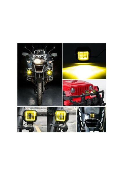 Motosiklet Sis Farı 2 Adet Angel Kare (Sarı Kırmızı Mavi Beyaz) indirimleri