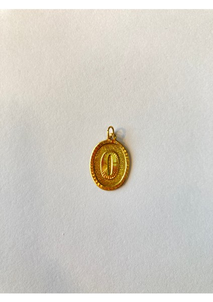 14 Ayar Altın O Harfli Nostaljik Oval Kolye Ucu