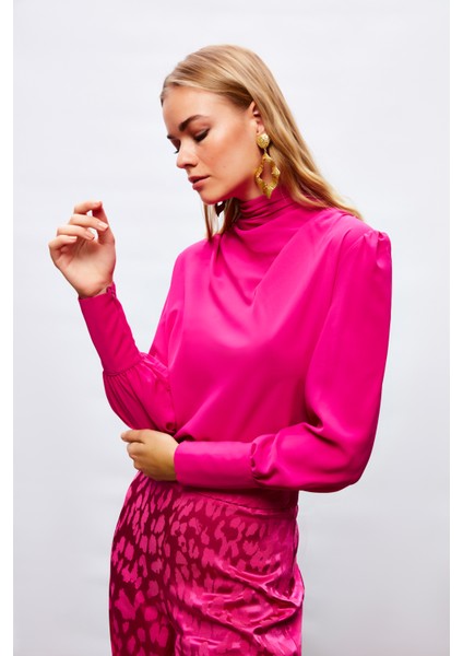 Drape Detaylı Bluz - Fuşya fiyatları