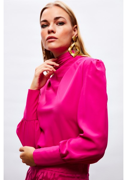 Drape Detaylı Bluz - Fuşya modelleri