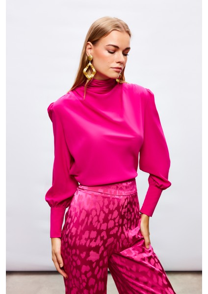 Drape Detaylı Bluz - Fuşya fırsatları