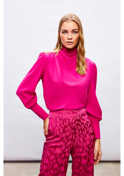 Drape Detaylı Bluz - Fuşya indirimleri