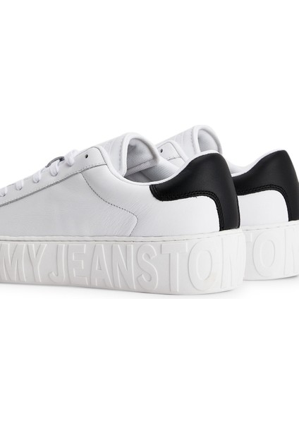 Tommy Jeans Leather Outs Beyaz Erkek Sneaker fırsatları