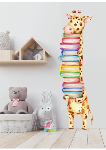 Kitap Sever Zürafa Cam, Salon, Yatak Odası, Mutfak, Balkon, Ev Yapışkanlı Duvar Süsü Kağıdı Sticker