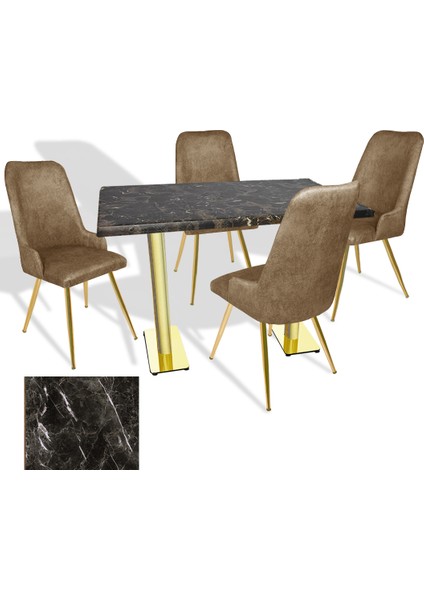 Karanfil Gold Werzalit - Çırağan Gold Masa Takımı (80X120) - (Teramo - Kahve)