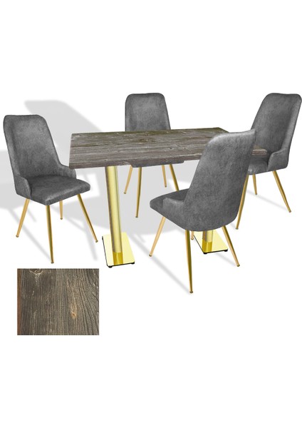 Karanfil Gold Werzalit - Çırağan Gold Masa Takımı (80X120) - (Old Pine - Füme)