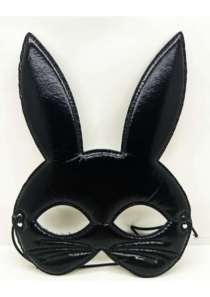Siyah Renk Kumaş Malzemeden Imal Eva Tavşan Maskesi 19X15 cm