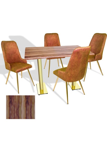 Karanfil Gold Werzalit - Çırağan Gold Masa Takımı (80X120) - (Indiana Wood - Kiremit)