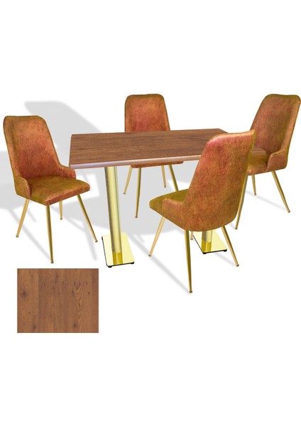 Karanfil Gold Werzalit - Çırağan Gold Masa Takımı (80X140) - (Novagento - Kiremit)