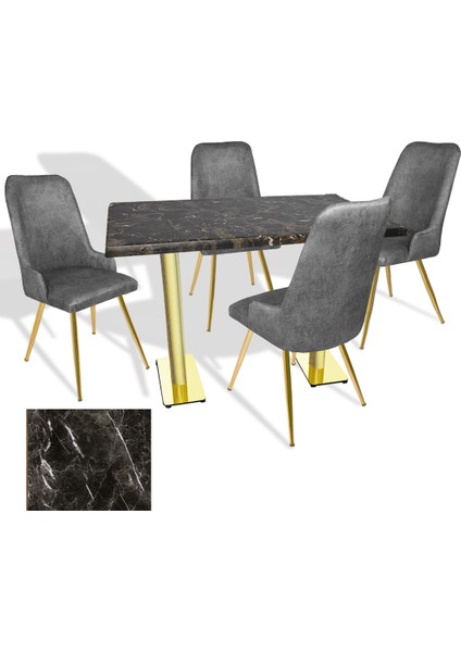 Karanfil Gold Werzalit - Çırağan Gold Masa Takımı (80X120) - (Teramo - Füme)