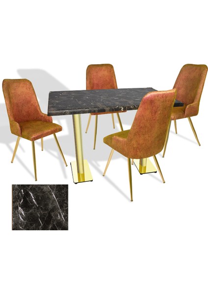 Karanfil Gold Werzalit - Çırağan Gold Masa Takımı (80X140) - (Teramo - Kiremit)