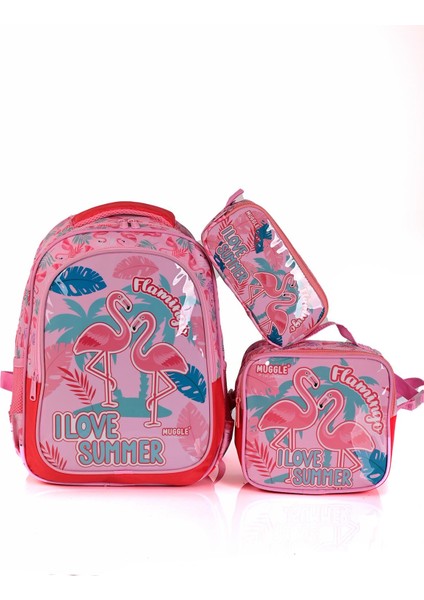 7211 Flamingo Okul Sırt Çantası 3'lü Set
