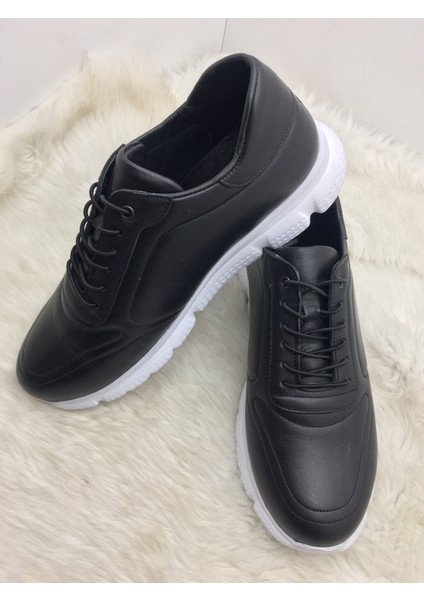 Siyah Gerçek Deri Lastik Bağlı Erkek Ayakkabı 5053 - Siyah - 43 - ST01790-SİYAH-43
