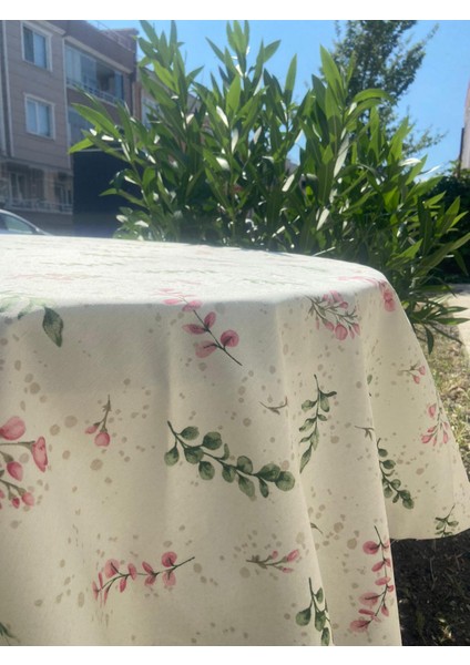 Sıvı ve Lekeye Dayanıklı Dertsiz Yuvarlak Masa Örtüsü Çiçek Desenli