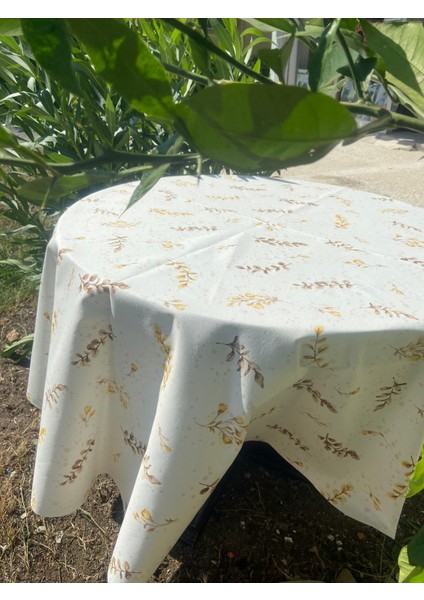 Sıvı ve Lekeye Dayanıklı Dertsiz Yuvarlak Masa Örtüsü Çiçek Desenli
