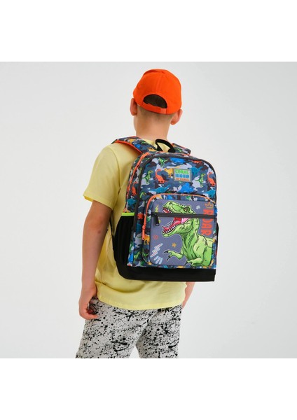 Coral High Kids Siyah Gri Dinozor Desenli Dört Bölmeli Okul Sırt Çantası 23744 indirimleri