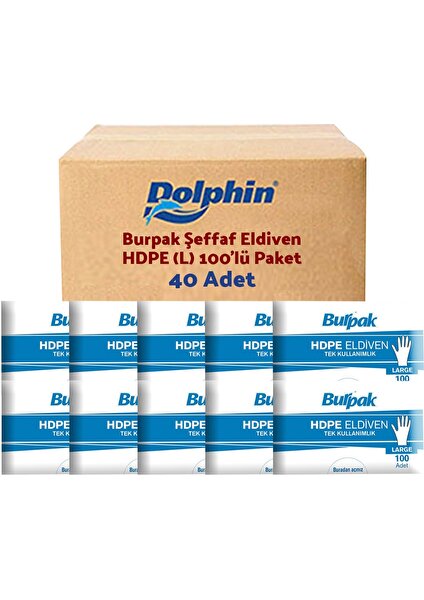 Burpak Şeffaf Eldiven Hdpe (L) 100LÜ Paket 40 Adet