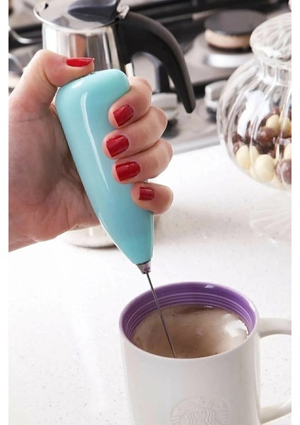 Mini Mixer Kahve Süt Köpürtücü Karıştırıcı Cappucino Mikser - Pratik Pilli Köpürtücü 1137 Bh