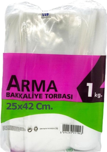 Naksan Arma Şeffaf Naylon 3 Lük 25X42 Cm. Bakkaliye Poşeti Torbası - 1 Kg. - Ort. 140 Adet - 1 Paket