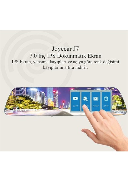 7 Inç Dikiz Ayna, Araç Içi Kamera IPS Dokunmatik Ekran Dual Lens Full Hd