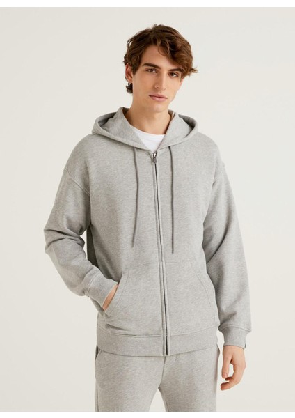 Kapüşon Yaka Gri Melanj Erkek Sweatshırt 123P3J68U5001