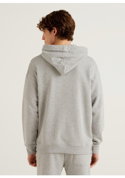 Kapüşon Yaka Gri Melanj Erkek Sweatshırt 123P3J68U5001
