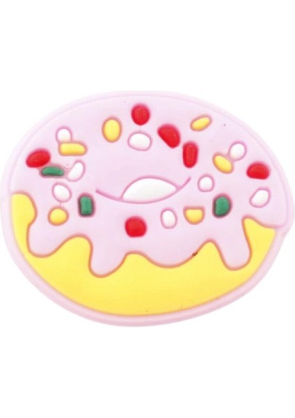 Pembe Donat Tasarım Silikon Crcs(Jibbitz) Terlik Süsü-T1