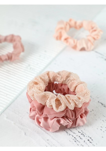 5'li Kumaş Saç Lastiği Seti Pembe modelleri