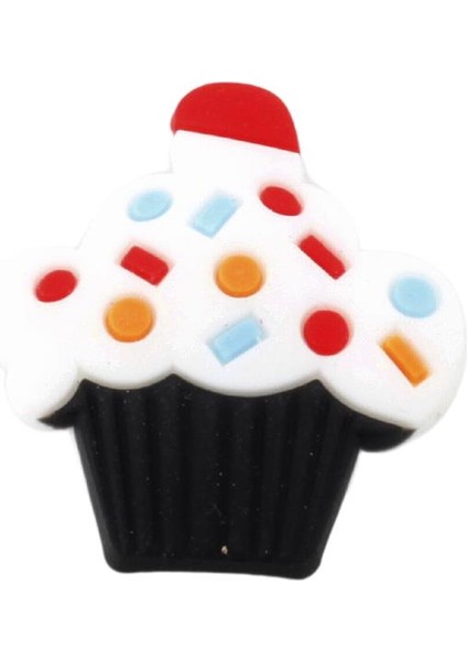 Siyah Cupcake Tasarım Silikon Crcs(Jibbitz) Terlik Süsü-C1