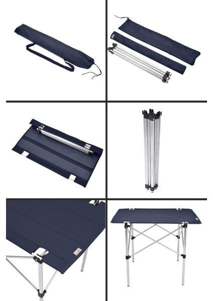 50X70 cm Kamp Masası Katlanabilir Masa, Piknik Bahçe Balkon Plaj Masası, Taşıma Çantalı Masa-Lacivert fırsatları