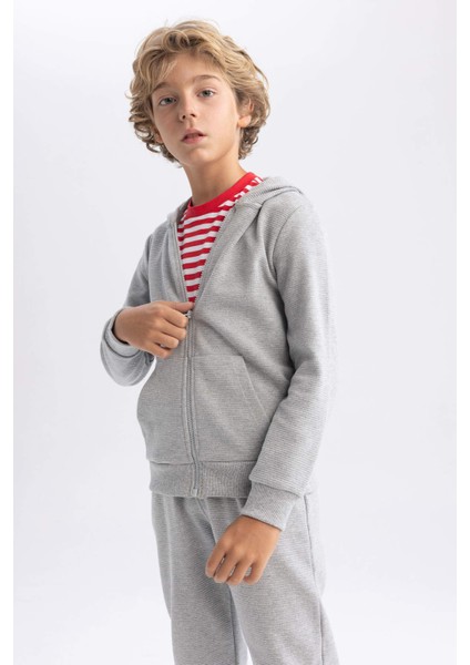 Erkek Çocuk Gri Kapüşonlu Okul Hırkası T7468A623AU fırsatları
