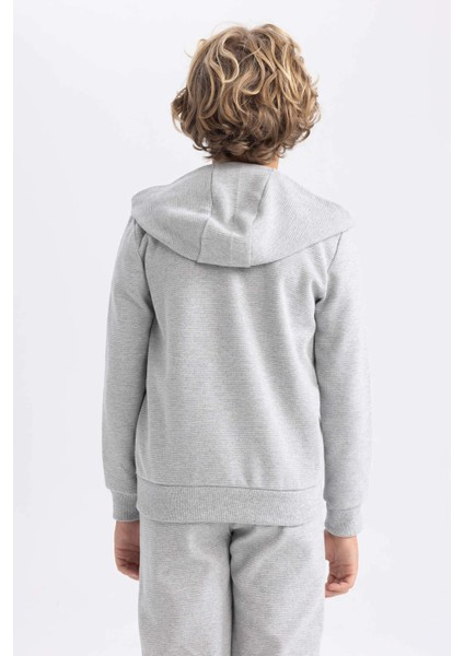 Erkek Çocuk Gri Kapüşonlu Okul Hırkası T7468A623AU indirimleri